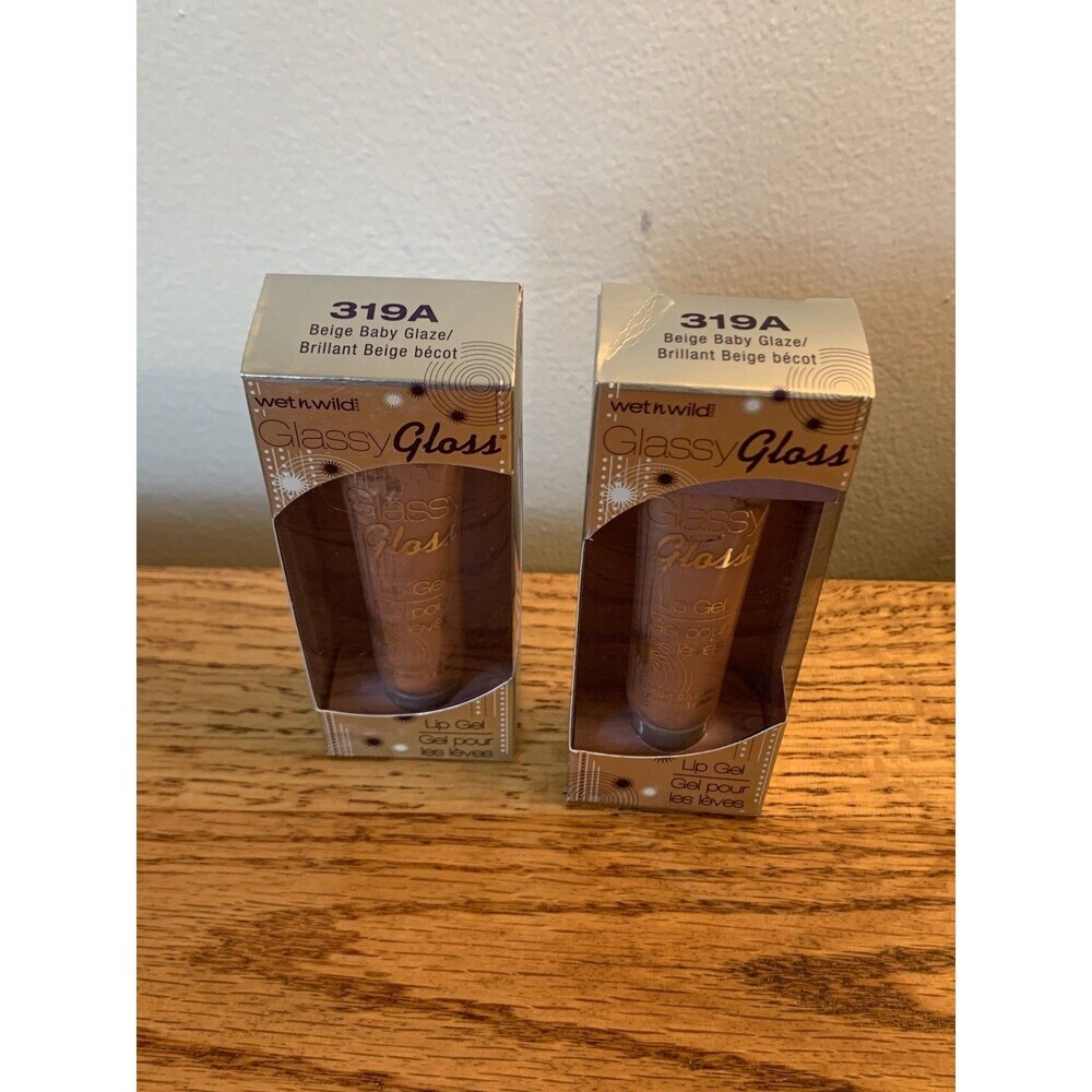 (2) Wet n Wild Glassy Gloss Lip Gel  # 319A Beige Baby Glaze Set Bundle New